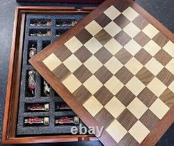 ENGLAND VS SCOTLAND Handpainted Chess Set with Wooden Chessboard & Box. MC 84414