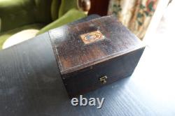 Early 1920's Cat's Whisker Crystal Receiver Set In Beautiful Inlaid Wooden Box