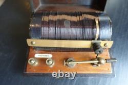 Early 1920's Cat's Whisker Crystal Receiver Set In Beautiful Inlaid Wooden Box