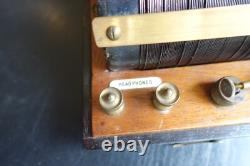 Early 1920's Cat's Whisker Crystal Receiver Set In Beautiful Inlaid Wooden Box
