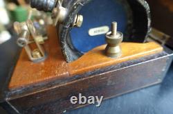 Early 1920's Cat's Whisker Crystal Receiver Set In Beautiful Inlaid Wooden Box