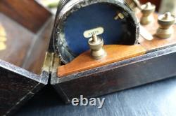 Early 1920's Cat's Whisker Crystal Receiver Set In Beautiful Inlaid Wooden Box