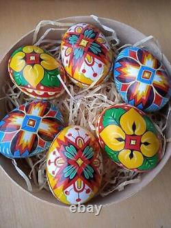 Easter eggs set of 6 in gift box wooden eggs hand painted eggs Easter decoration