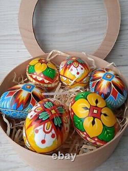 Easter eggs set of 6 in gift box wooden eggs hand painted eggs Easter decoration