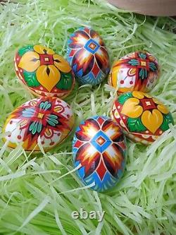 Easter eggs set of 6 in gift box wooden eggs hand painted eggs Easter decoration