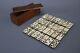 Ebony &bone Dominoes Complete Set Of 28 Tiles Wooden Box Circa Late 1800s