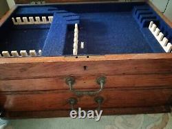 Empty Antique Wooden Wellington Type Cutlery Canteen Box Neat Size 12 settings