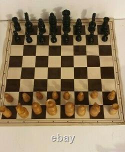 Exceptionally Large, Old, Wooden Chess Set and Box