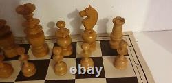 Exceptionally Large, Old, Wooden Chess Set and Box