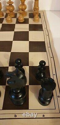 Exceptionally Large, Old, Wooden Chess Set and Box