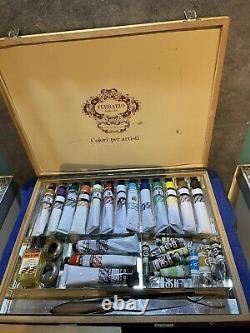 Ferrario Van Dyck Oil Color Paint Set Artist Quality Wooden Carrying Box Italy