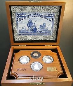 Fleet of Columbus 4 coin proof set! Limited Edition! Wooden tray and box