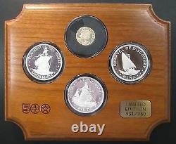 Fleet of Columbus 4 coin proof set! Limited Edition! Wooden tray and box