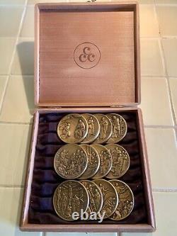 Franklin Mint-Vita Christi-Life Of Christ-Bronze Coin Set In Wooden Box 1971