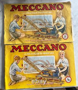 French Meccano set in wooden box & two assembly instruction bks