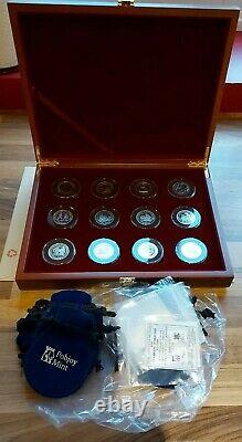 Full set of Gibraltar 2020 labour of Hercules £2 coins in wooden box #8 FROSTED