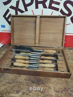 Fulton Bevel Edge Socket Chisel Set of 11 1/4''-2 with Wooden Dovetail Box