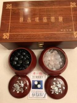 GO game set with agate stones and beautiful wooden box