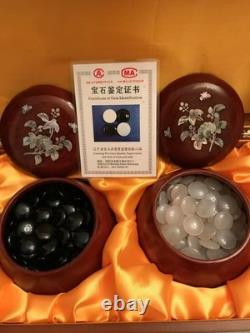 GO game set with agate stones and beautiful wooden box