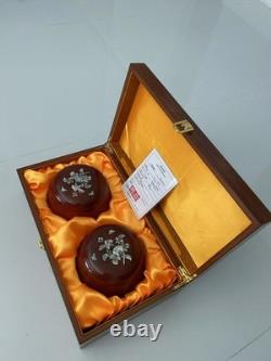 GO game set with agate stones and beautiful wooden box