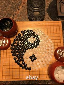 GO game set with agate stones and beautiful wooden box