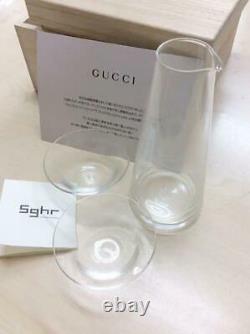 GUCCI Original Sake Set Sghr Cold Sake Glass & Bottle in Wooden Box VIP Gift