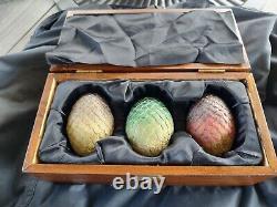 Game Of Thrones Collectible Prop Resin Dragon Eggs Wooden Display Box Set Hbo