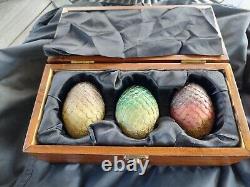 Game Of Thrones Collectible Prop Resin Dragon Eggs Wooden Display Box Set Hbo