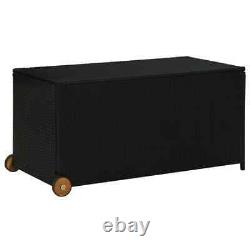 Garden Storage Box Black 120x65x61 cm Poly Rattan Practical Set