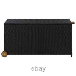 Garden Storage Box Black 120x65x61 cm Poly Rattan Practical Set