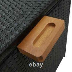 Garden Storage Box Black 120x65x61 cm Poly Rattan Practical Set