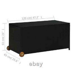 Garden Storage Box Black 120x65x61 cm Poly Rattan Practical Set