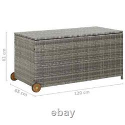 Garden Storage Box Light Grey 120x65x61 cm Poly Rattan Practical Set