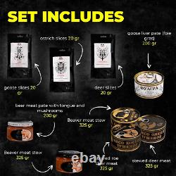 Gift Set of Wild Animal Meat Delicacies Best Gift for Men in Wooden Box