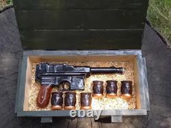 Gift set for men MAUSER C96 pistol in a wooden box. WW2