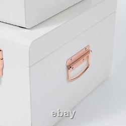 Glamorous Storage Trunks Chests Set Of 2 Vintage Style Metal Box Bedroom White