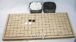 Go Game Set. Glass Stones. Double Convex. Boxed. Wooden Folding Board. New