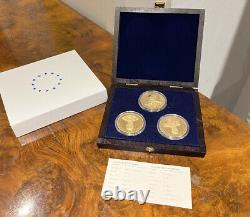 Gold Plated On Copper Coin Set In Wooden Presentation Box. Year Of 3 Kings