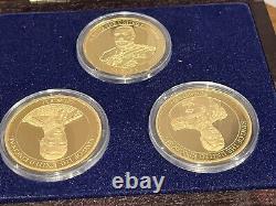 Gold Plated On Copper Coin Set In Wooden Presentation Box. Year Of 3 Kings