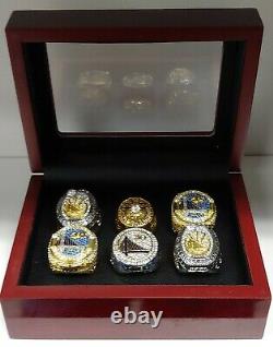 Golden State Warriors 6 Championship Ring Set W Wooden Box. Curry Durant Barry