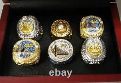 Golden State Warriors Championship 6 Ring Set W Wooden Box. Curry Durant Barry