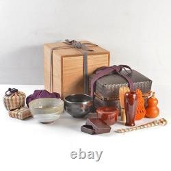 Goshokago Chabako Wooden Storage Basket Box Tea Ceremony Utensils Set T-0201