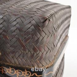 Goshokago Chabako Wooden Storage Basket Box Tea Ceremony Utensils Set T-0201