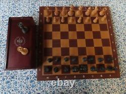 Grandmaster Chess Set, Box & Board Combination Ebonized & Natural Boxwood 4K