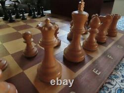 Grandmaster Chess Set, Box & Board Combination Ebonized & Natural Boxwood 4K