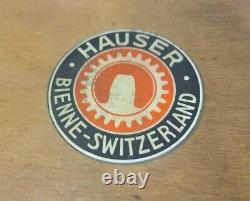 HAUSER BIENNE SWITZERLAND Jig Borer Tooling Set Boring Bars Collets Wooden Box