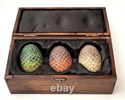 HBO Game of Thrones Daenerys Targaryen Dragon Egg Collectors Wooden Box Set