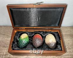 HBO Shop Game of Thrones Prop Dragon Eggs Collectible Set witht Wooden Box