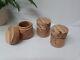 Hand Made Set Of Three 3 Round Bespoke Wooden Beechwood Boxes For Stash Ring