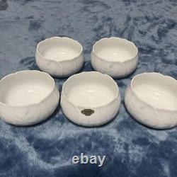 Hand-carved Aoshige Design Small Bowls Set of 5 with Wooden Box